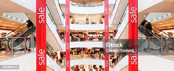 Sale Banner In Mall Stock Photo - Download Image Now - Sale, Department Store, Shopping Mall
