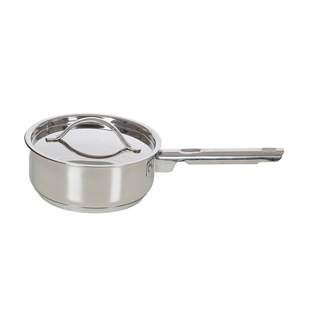 istock Stainless Steel Covered Sauce Pans Isolated 455847115