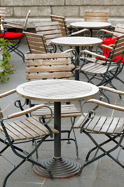 istock Wooden tables and chairs 455848313