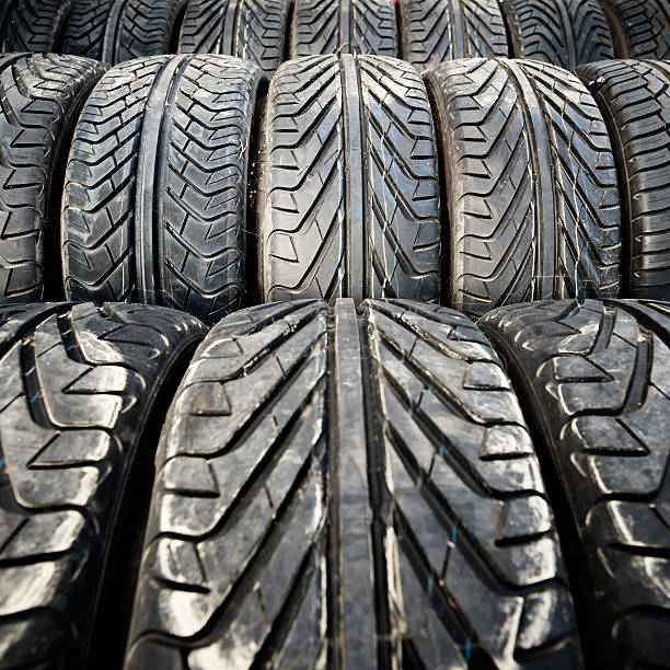istock Used old car tires detail pattern, background or texture 455916923
