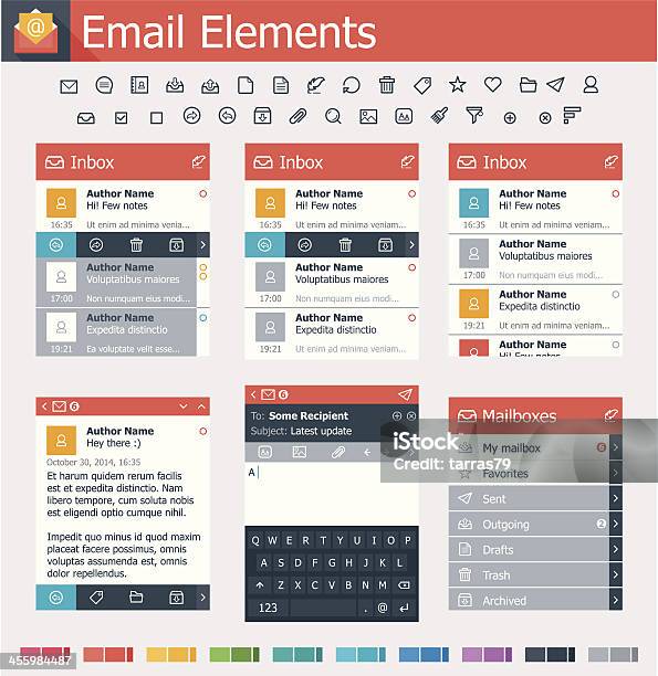 Komponen Email Elemen Email Ilustrasi Stok - Unduh Gambar Sekarang - Amplop, Antarmuka ...