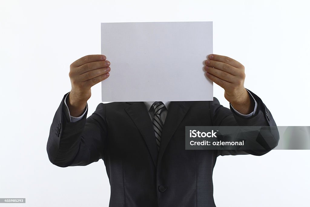Empresário segurando em branco Livro Branco - Foto de stock de Descontente royalty-free