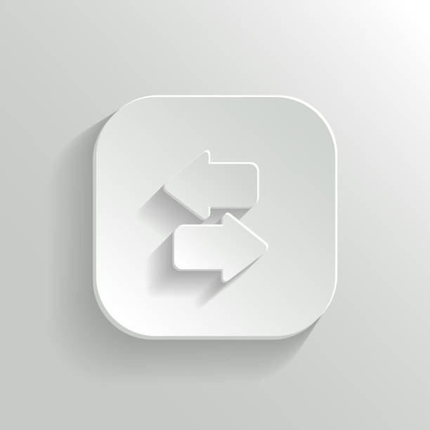 synchronisation-symbol mit dem pfeil-vektor-weiße app-taste - vector interface icons arrow sign two objects stock-grafiken, -clipart, -cartoons und -symbole