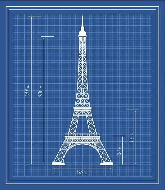 Vector illustration of Eiffel Tower blueprint