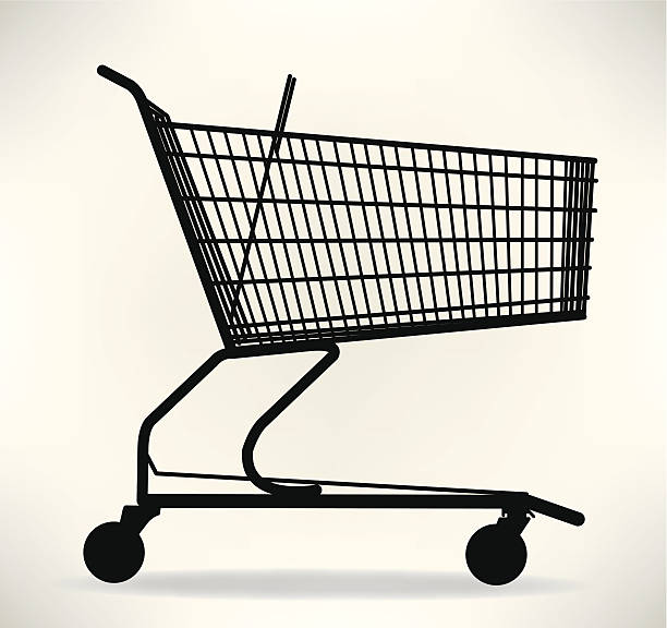 Shopping Cart Graphic silhouette illustration of a shopping cart. Check out my "Vector Food and Utensils" light box for more. cart illustrations stock illustrations