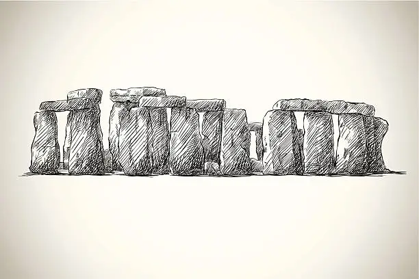 Vector illustration of Stonehenge. Vector drawing. UK Landmark.