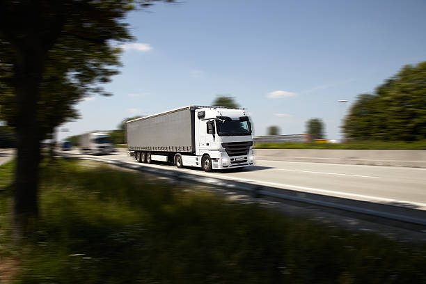 istock Truck driving very fast 456008107