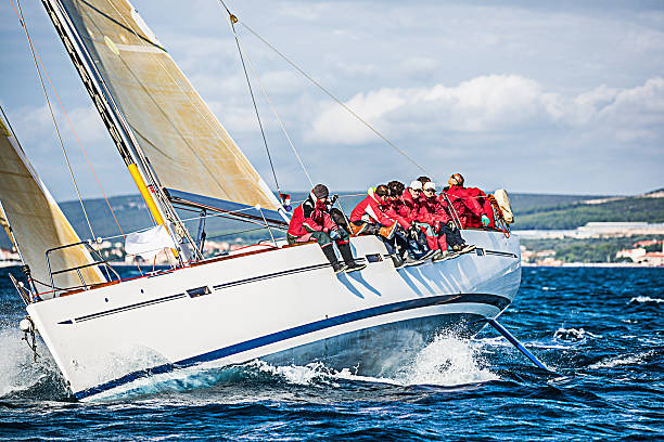 istock Sailing crew on sailboat during regatta 456016599