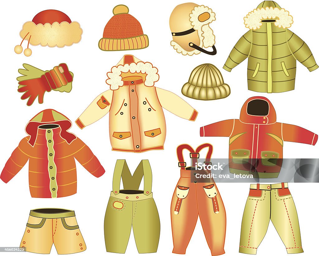 collection de vêtements d'hiver enfants - clipart vectoriel de Accessoire libre de droits