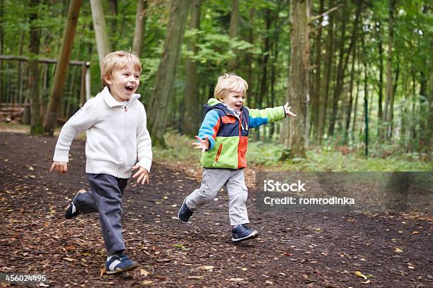 Two Little Sibling Boys Having Fun Stock Photo - Download Image Now - Autumn, Baby - Human Age, Beautiful People