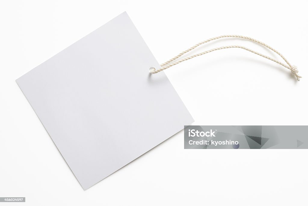独立した正方形の空白の背景に白いタグ - からっぽのロイヤリティフリーストックフォト