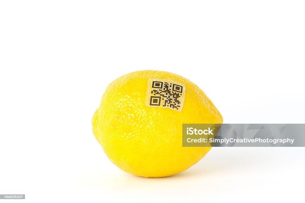 Código QR en Lemon - Foto de stock de Vegetal libre de derechos