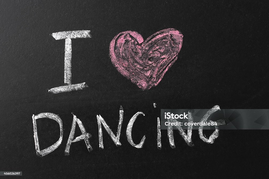 Я люблю танцевать Мел текст Blackboard - Стоковые фото Музыка роялти-фри