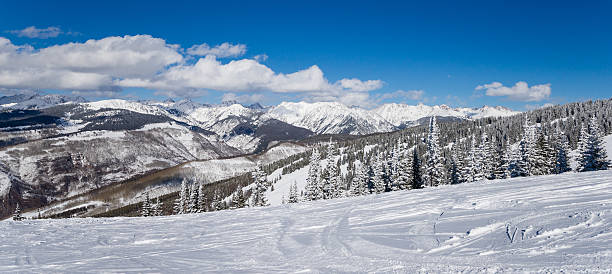 istock Skiing Slopes with Rocky Mountains in Background 456027219