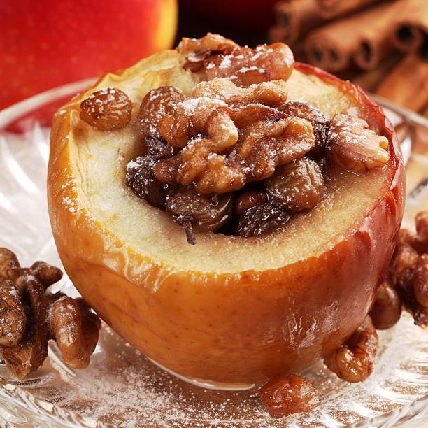 pieczone jabłko - baked apple apple dessert stuffed zdjęcia i obrazy z banku zdjęć