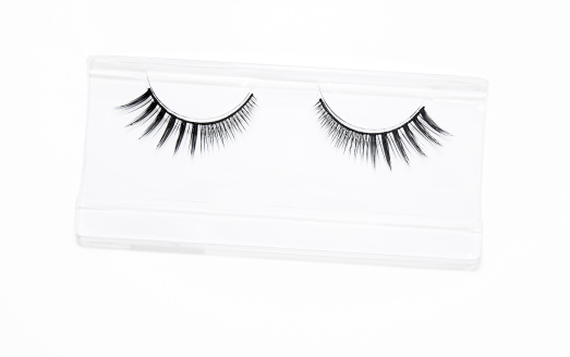 Artificial lashes on white background.