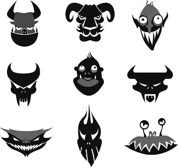 Vector illustration of Monster Head Collection