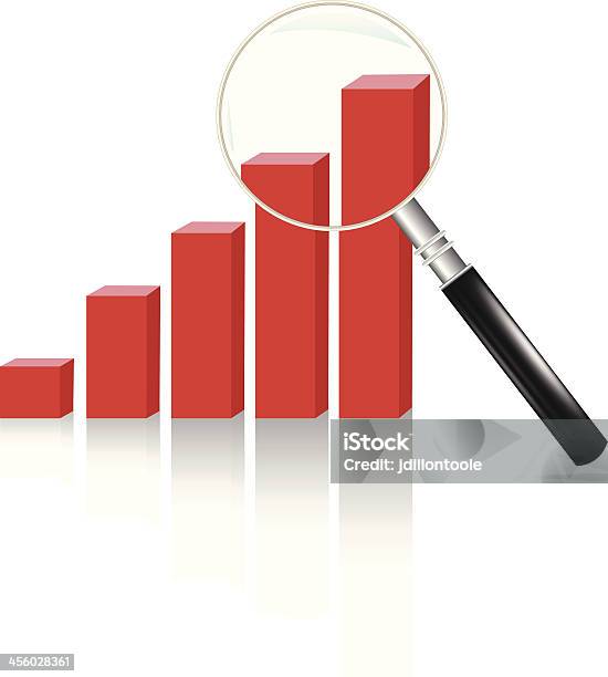 Bar Graph Magnifying Glass Stock Illustration - Download Image Now - Achievement, Aspirations, Bar Graph