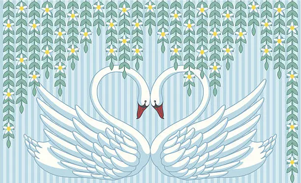 Vector illustration of Swans in Love