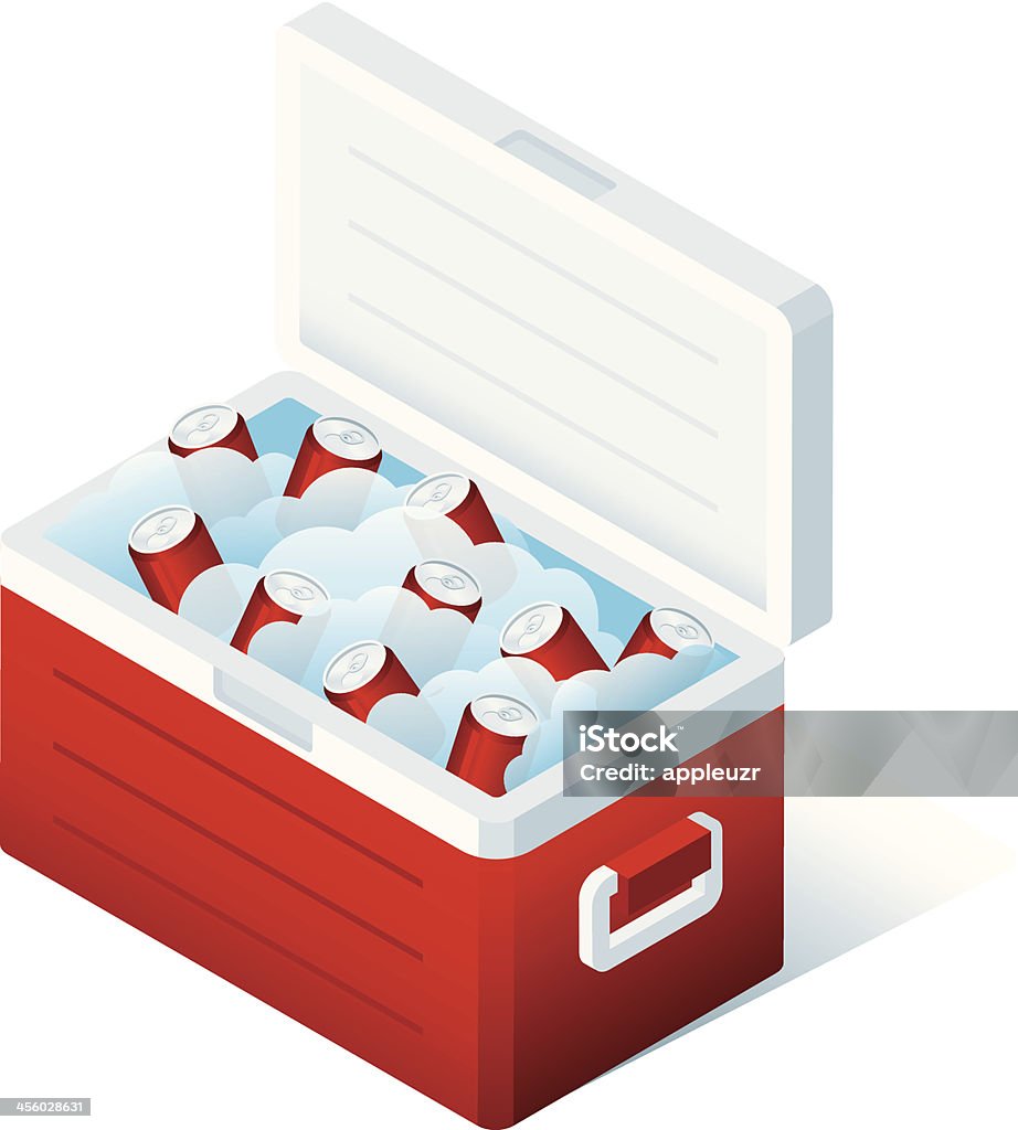 Cooler With Soda Ice cooler filled with cans of soda pop. All colors are global. Gradients, transparencies and opacity mask used (EPS 10 file format). Cooler - Container stock vector