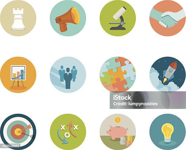 Marketing Circle Icons Stock Illustration - Download Image Now - Microscope, Retro Style, Agreement