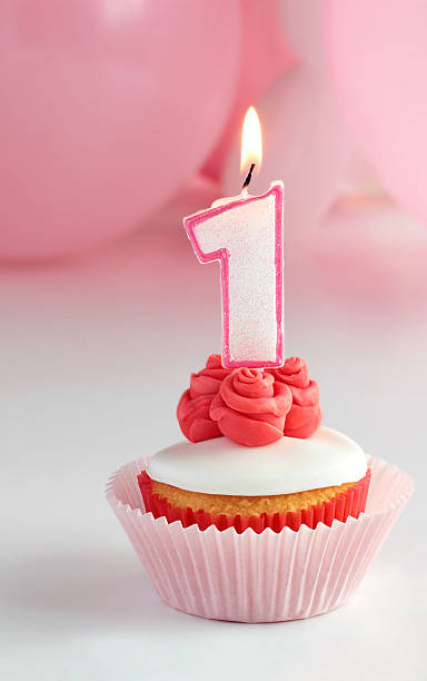 Birthday cupcake stock photo