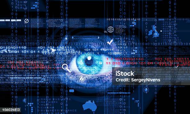 Digital Image Of Womans Eye Security Concept Stock Photo - Download Image Now - Accessibility, Binary Code, Biometrics