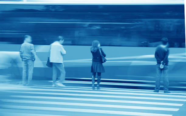 istock traffic safety scene  people on zebra crossing  wait 456041767