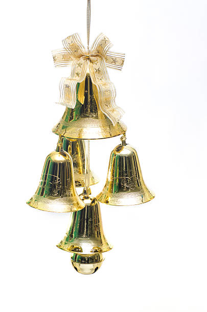 istock Gold christmas jingle bells. Isolated on a white background. 456042011