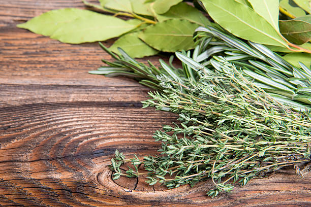 istock Fresh thyme, rosemary and laurel bay leaves 456042393