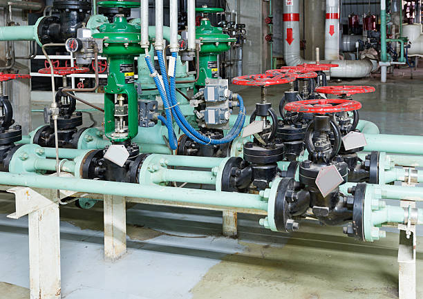 istock Industrial zone valves, factory equipment. 456042943