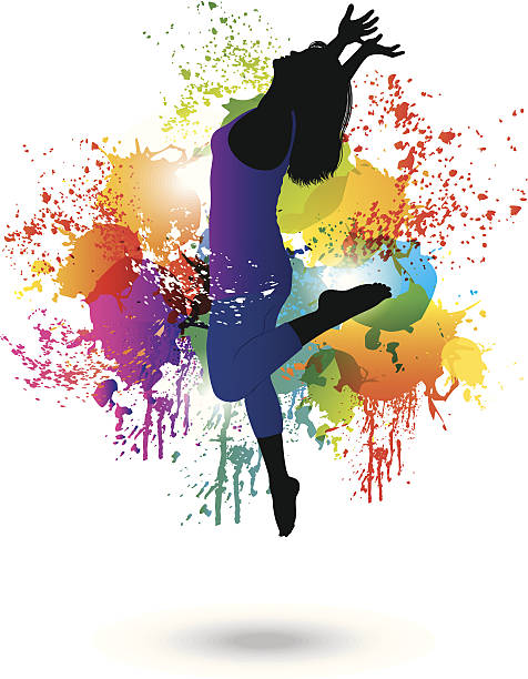 ilustrações, clipart, desenhos animados e ícones de mulher dança.  colorido conceito. - teenage girls ideas blue yellow