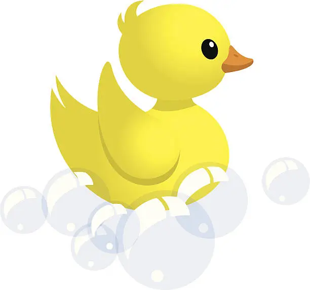 Vector illustration of friendly floating rubber duck