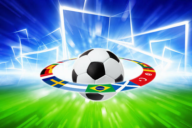 istock Soccer ball, national team flags 456049265