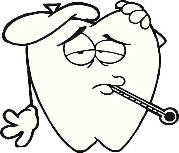 Vector illustration of Black and White Tooth Decay