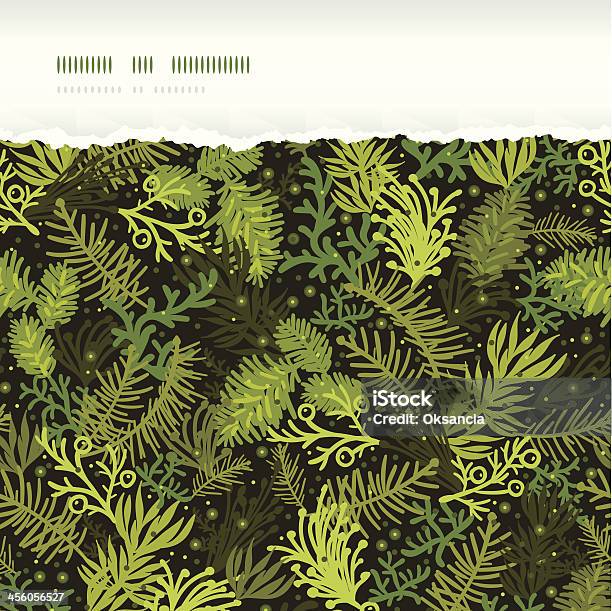 Evergreen Christmas Tree Horizontal Torn Frame Seamless Pattern Background Stock Illustration - Download Image Now