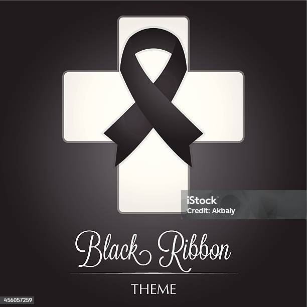 Czarne Wstążka Krzyż Theme - Stockowe grafiki wektorowe i więcej obrazów Biały - Biały, Błyszczący, Choroba