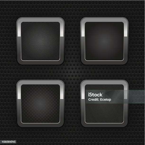 Set Chrome Blank Web Buttons Industrial Sheet Stock Illustration - Download Image Now - Aperture, Blank, Carbon Fibre