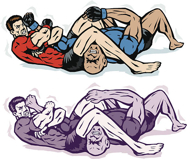 jiu jitsu 암 바 래시 가즈 - mixed martial arts combative sport jiu jitsu wrestling stock illustrations