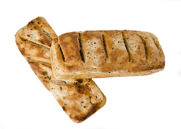 Dos loaves de pan aislado sobre blanco - foto de stock