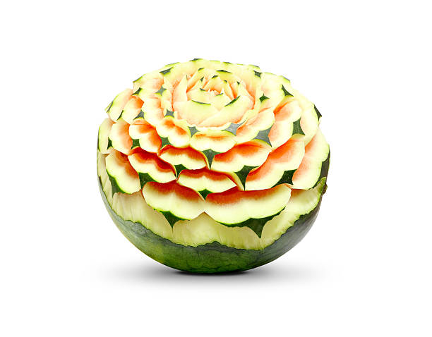 Watermelon carving on white background Watermelon carving on white background fruit carving stock pictures, royalty-free photos & images