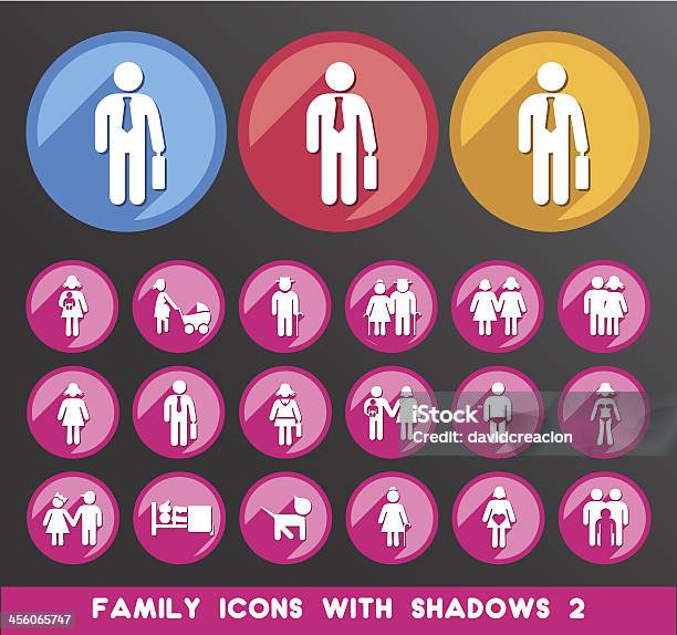 Family Icons With Shadows Stock Illustration - Download Image Now - Adult, Baby - Human Age, Baby Girls