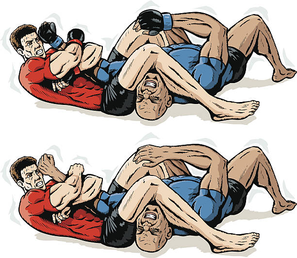 jiu jitsu 암 바 일러스트를 래시 가즈 - mixed martial arts combative sport jiu jitsu wrestling stock illustrations