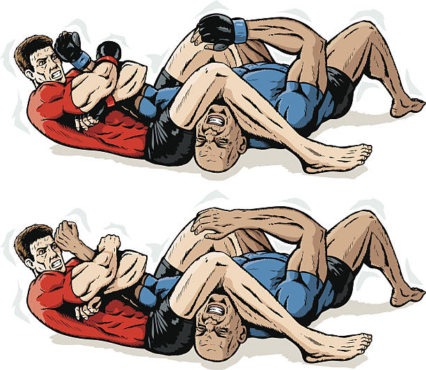 jiu jitsu руку бар иллюстрация с топов - mixed martial arts combative sport jiu jitsu wrestling stock illustrations