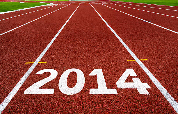 istock New Year 2014 on running track concept. 456066715