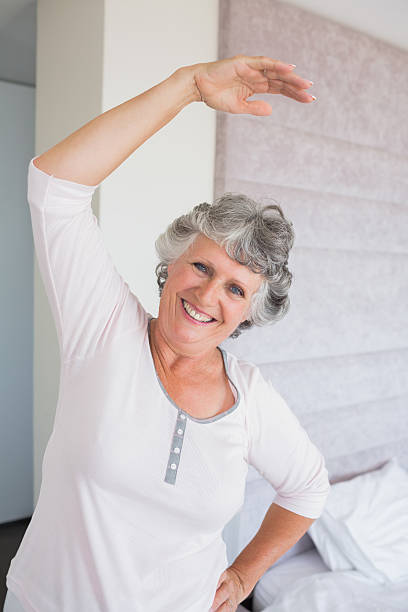 istock Mature woman doing stretches 456068387