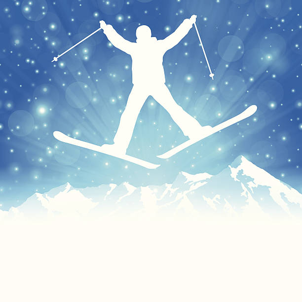 skifahren - skiing ski winter sport freestyle skiing stock-grafiken, -clipart, -cartoons und -symbole