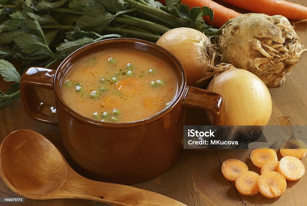 SOPA e produtos hortícolas - Royalty-free Aipo Foto de stock