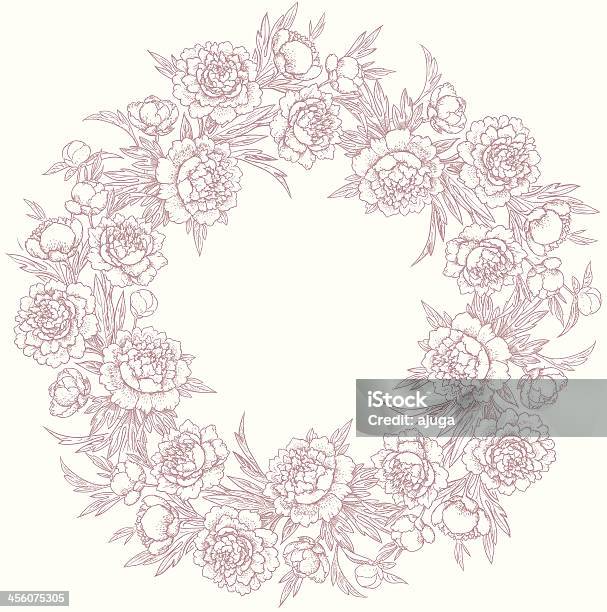 Wreath Of Peonies Stock Illustration - Download Image Now - Flower, Wreath, Peony
