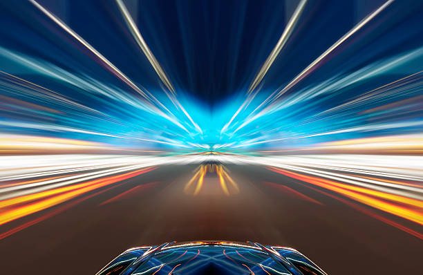 автомобиль на дороге с motion blur background. - city vitality speed highway стоковые фото и изображения
